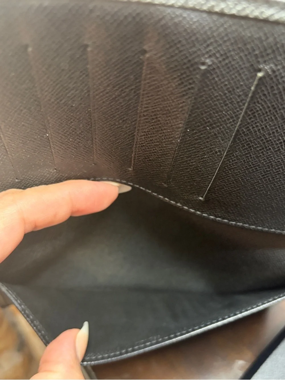 Louis Vuitton Black Textured Long Wallet